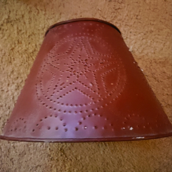 Primitive Punched Tin Star Metal Lamp Shade Country Farmhouse - Picture 3 of 3